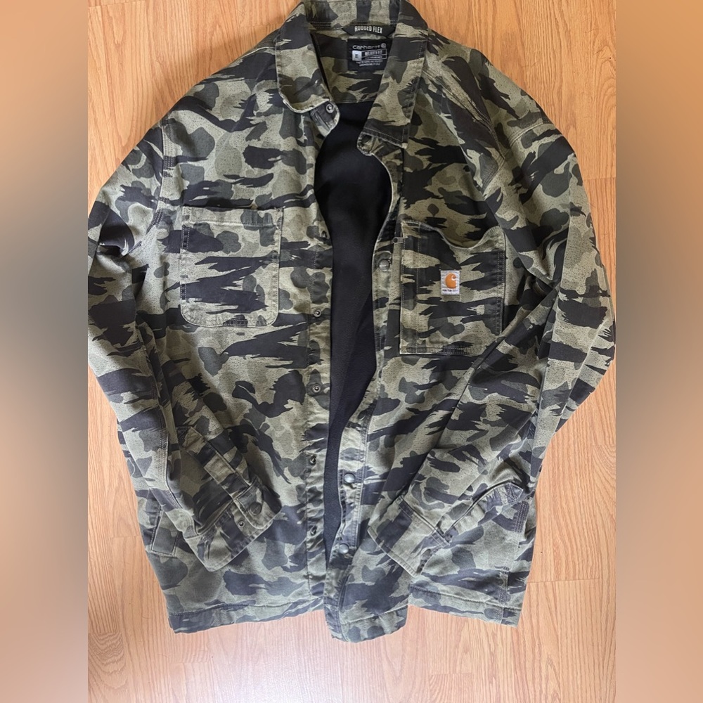 Mens camo xl button up jacket fleeced lined